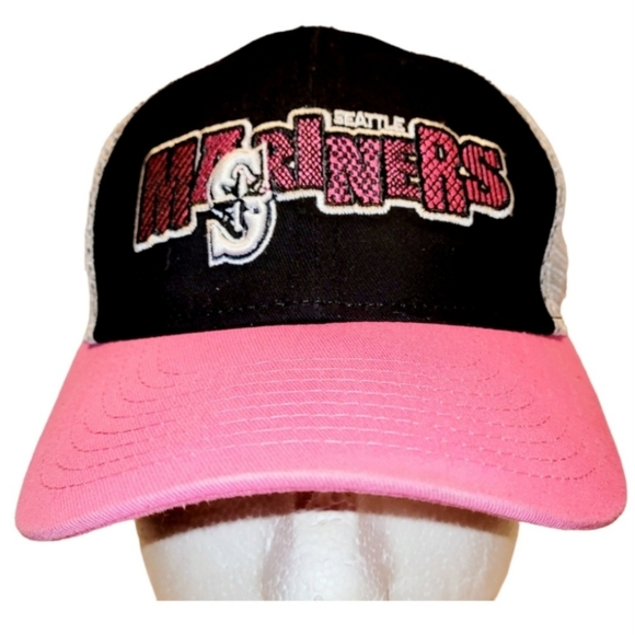 New Era Seattle Mariners Pink Mesh Snapback Hat - Picture 1 of 3